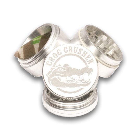 Croc Crusher - 1.5 Inch Herb Grinder (4 pc. Silver)