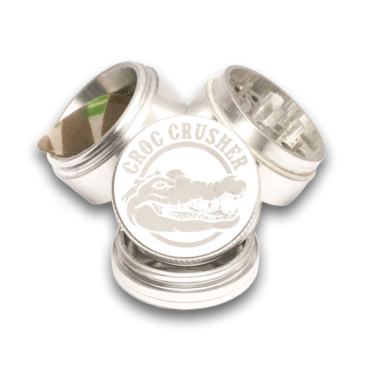 Croc Crusher - 3.5 Inch Herb Grinder (4 pc. Silver)